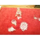 Collection of Swarovski Crystal animals to incl large penguin, medium hedgehog, snail, fox (broken