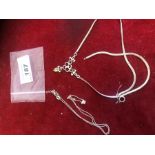 Silver snake chain & pendant and silver chain with pendant