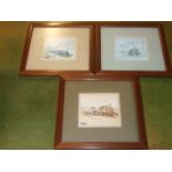 3 Watercolours of Trains