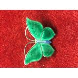 Enamel & White metal Butterfly Brooch missing pin. M 930 S stamped on back