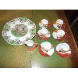 Copeland Spode Byron Series 1 Plate & small jug & 6 Oriental cups & saucers