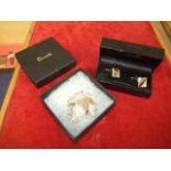 Bond London real diamond cuff links & Fenwick maple leaf brooch