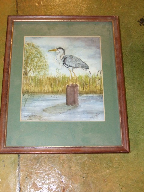 Watercolour of Heron 8 x 10 inches