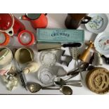Box of Vintage Kitchenalia inc. Gibsons coffee pot , kilner jars , viners cutlery , boxed