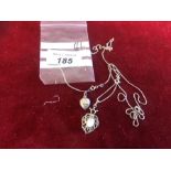 Silver moonstone pendant & silver heart pendant