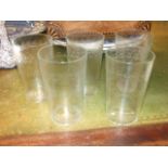 5 Victorian Etched Glasses 4 1/2 inches tall