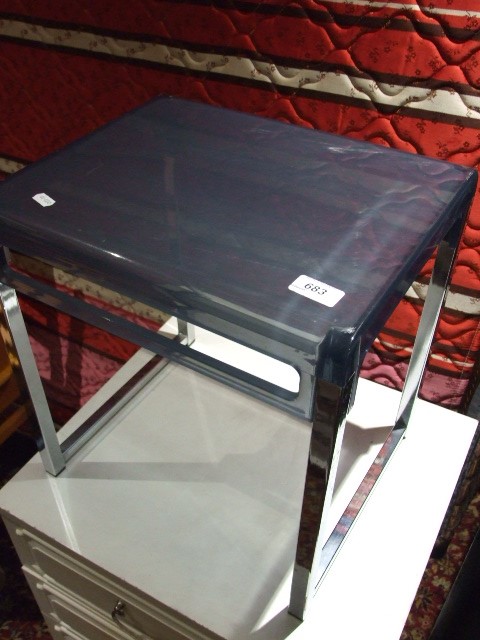 Retro Chrome & Perspex Stool / table 15 x 13 inches 16 tall