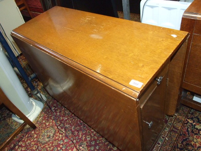 Oak Gateleg Table with drawer & cupboard 3ft wide - Image 2 of 3