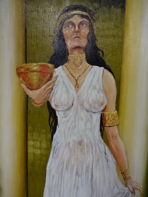 Oil on board of temple lady (43 x 85)cm - Image 3 of 3