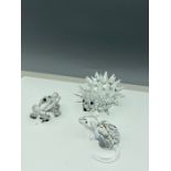 Swarovski Crystal Animals to incl medium hedgehog (013265), zodiac rat (275436) and frog (