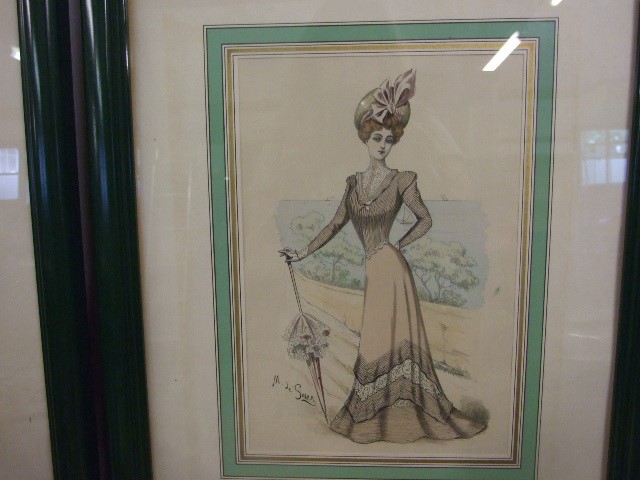 2 FRAMED PRINTS OF EDWARDIAN LADIES 30x20cm - Image 3 of 4