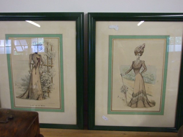 2 FRAMED PRINTS OF EDWARDIAN LADIES 30x20cm