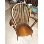 Ercol stick back armchair ( only seat pad cushion which needs reupholstering back one missing )