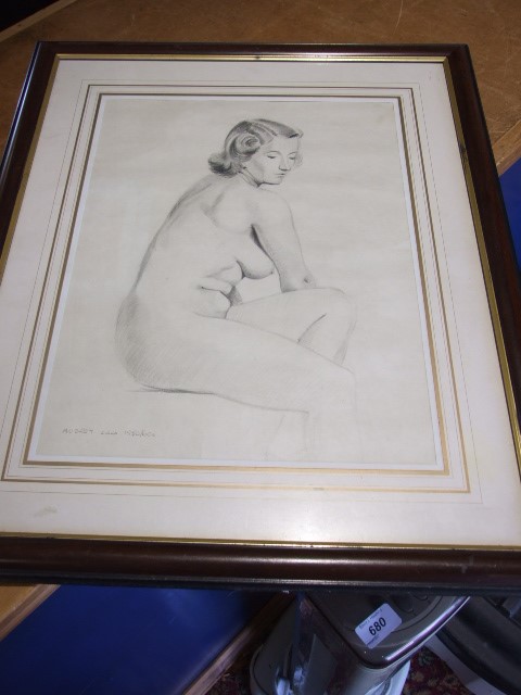 Unsigned Pencil of Audrey Walker 18 x 23 inches