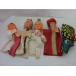 COLLECTION OF 5 VINTAGE MR PUNCH HAND PUPPETS