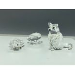 Swarovski crystal animals to incl sitting cat (160799), shell with crystal pearl (191692) and