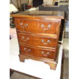 Small Bow Front 3 Drawer Chest 20 inches wide 25 tall & 17 deep