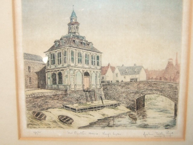 Graham Dudley Page FRSA The Custom House Kings Lynn . Etching with hand colouring. Dated, titled and - Image 3 of 3