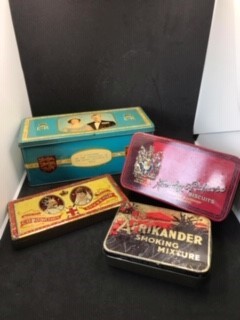 Collection of Vintage tins incl Coronation Souvenir tin 26th June 1902 from Rowntree & Co,