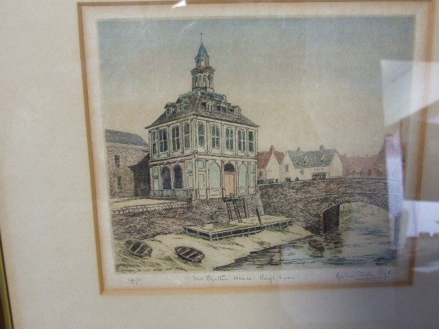 Graham Dudley Page FRSA The Custom House Kings Lynn . Etching with hand colouring. Dated, titled and