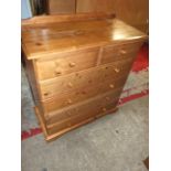Modern Duchess Pine 2 short over 4 long chest of drawers 37 inches tall 33 wide