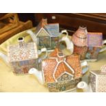 6 Sadler Collectors Teapots , Tudor House , Old Forge ( chip on spout ) , Old Pottery , Ivy