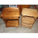 2 Pine Bedside Units 15 x 24 inches & 22 x 18 1/2