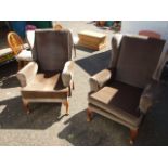 2 Vintage Wing back armchairs for reupholstery