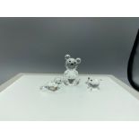 Swarovski Crystal animals to incl medium bear (7644 044000), mini pig with metal tail (010028) and