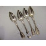 4 SILVER SERVING SPOONS BELGIUM 1831-1868 (340 GRAMS)