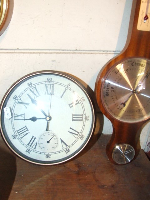 Modern barometer & repro ships clock - Image 2 of 3