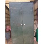 Retro Vintage 2 Door Steel Cabinet with adjustable steel shelves. 3 ft wide 71 inches tall and 18