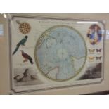 Framed Chart of the Southern Hemisphere. Captain Cooks First Pacific Voyage No 179 of 850