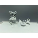 Swarovski crystal animals to incl large bear (010009), mini cat with metal tail (010011) and scs