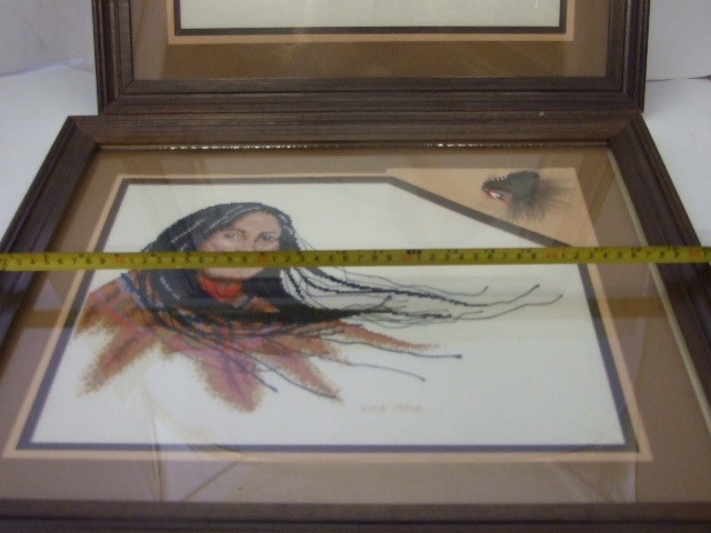 2 FRAMED NEEDLEPOINT PICTURES OF NATIVE AMERICAN INDIANS - Image 5 of 5