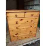 Modern Pine 2 short over 4 long chest of drawers 34 inches tall 32 wide