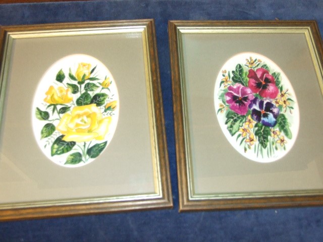 4 Watercolours of Flowers all signed Jill