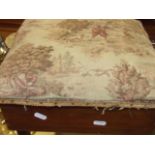 VINTAGE SEWING BOX STOOL WITH FRENCH HUNTING SCENE ON LID