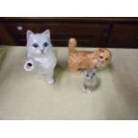 Beswick Cat Teapot 7 1/2 inches tall ( purrfect ) , Beswick Ginger cat ears chipped & Doulton Cat