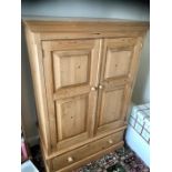 Modern Solid Pine Small Wardrobe with bottom Drawer 58 1/2 inches tall 39 1/2 wide 19 deep