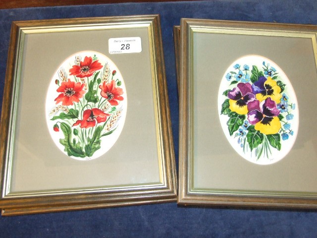 4 Watercolours of Flowers all signed Jill - Image 2 of 2