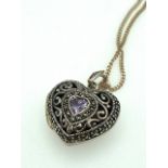 Heart shaped pendant locket necklace