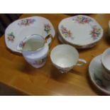 Crystal tea set for 6 ( one saucer is chipped )