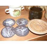 Lambert Pottery & Denby pots , Clay Pot , Colmans Mug , Pot , 4 slate coasters & London Zoo Dish (