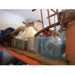 TOP SHELF OF ASSORTED HOUSE CLEARANCE ITEMS