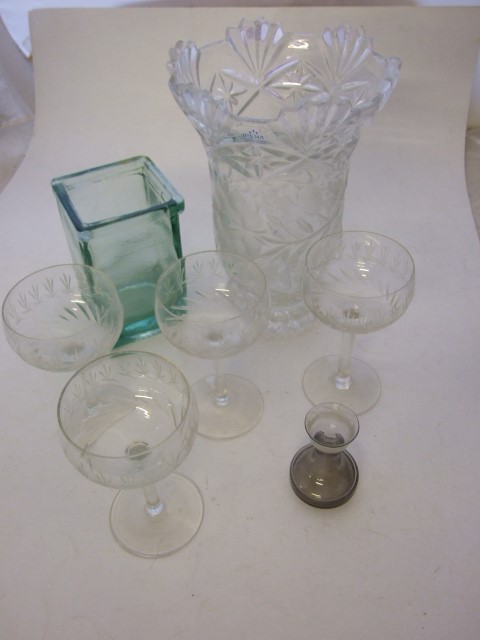 Irena Lead Crystal Vase , 4 Glasses , Pot & Bud Vase