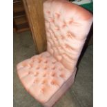 Button back bedroom chair for reupholstery