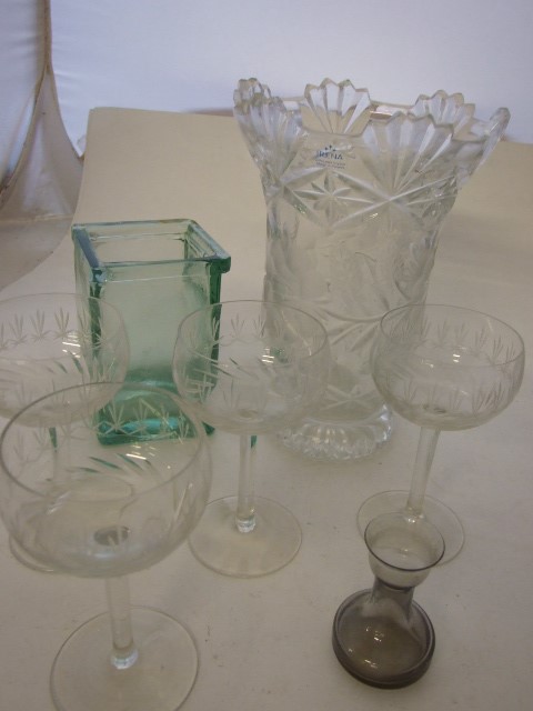 Irena Lead Crystal Vase , 4 Glasses , Pot & Bud Vase - Image 3 of 3