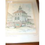 Gwyn Jones The Customs House Kings Lynn . Hand coloured etching. 8 x 11 inches