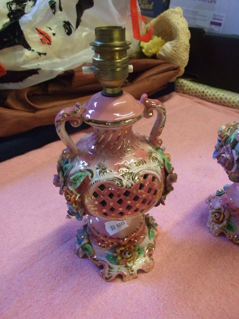 Pair of Italian Lamp Bases ( some petal damage ) - Image 3 of 3